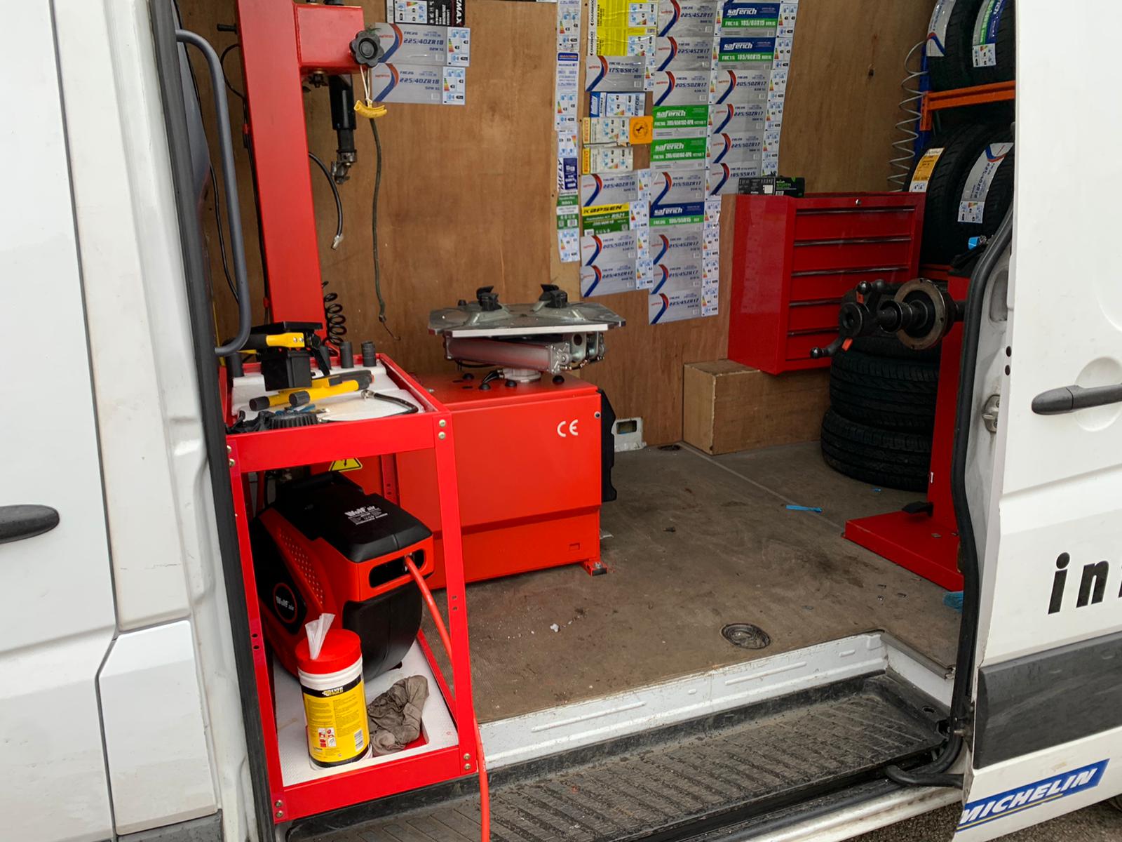 Inside a Fix My Tyre mobile fitting van